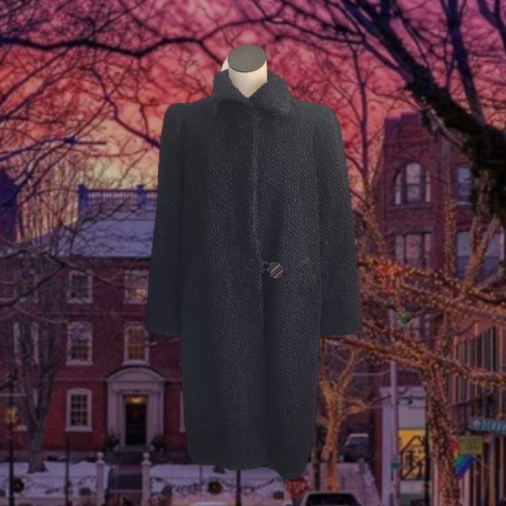 Vintage Black Faux Lambskin Coat